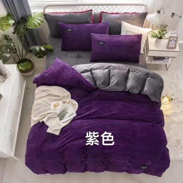 image-Thick coral fleece four-piece flannel double-sided fleece duvet cover winter crystal fleece plus fleece bed magic fleece
