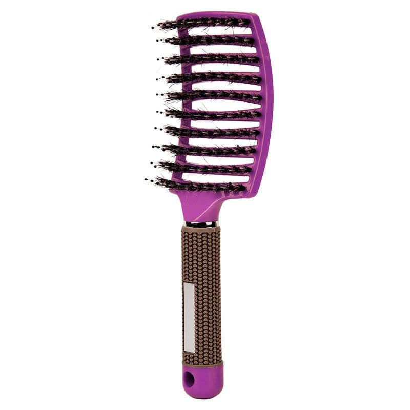 image-Large curved comb ribs comb boar bristle curved massage comb nine-row comb shape curly hair plastic smooth hair comb