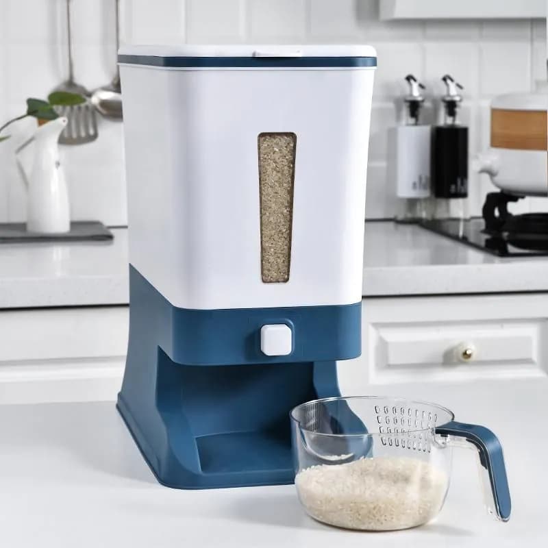 image-Rice bucket sealed and moisture-proof 24 kg flour bucket rice flour storage tank household kitchen tidying storage rice storage box