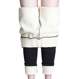 image-Thickened winter lamb velvet leggings women's outer wear plus velvet padded foot pants women's high-waist stretch thermal pants cotton trousers