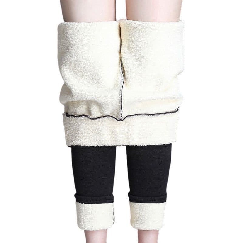image-Thickened winter lamb velvet leggings women's outer wear plus velvet padded foot pants women's high-waist stretch thermal pants cotton trousers