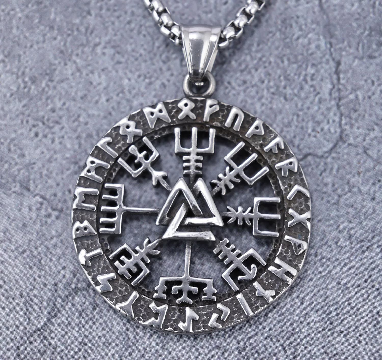 image-Viking Rune Compass Stainless Steel Pendant Necklace