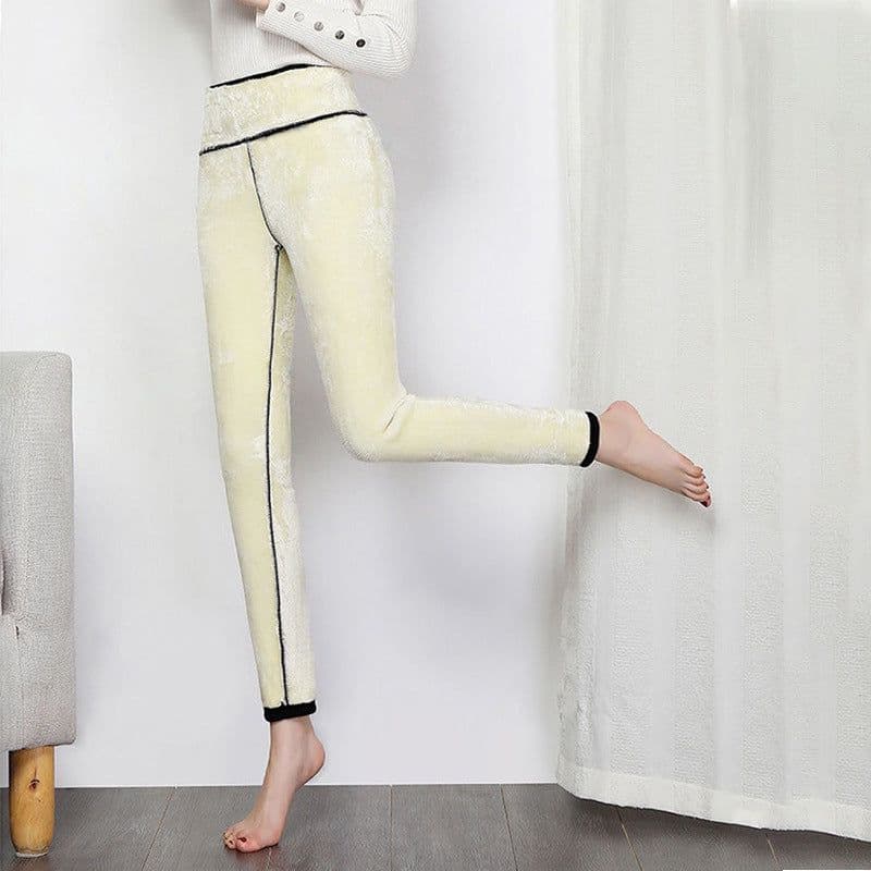 image-Thickened winter lamb velvet leggings women's outer wear plus velvet padded foot pants women's high-waist stretch thermal pants cotton trousers
