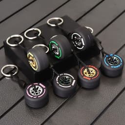 image-Cross-border soft rubber small tire keychain, personalized double-sided LOGO tire keychain with wheels, accessories, small gifts