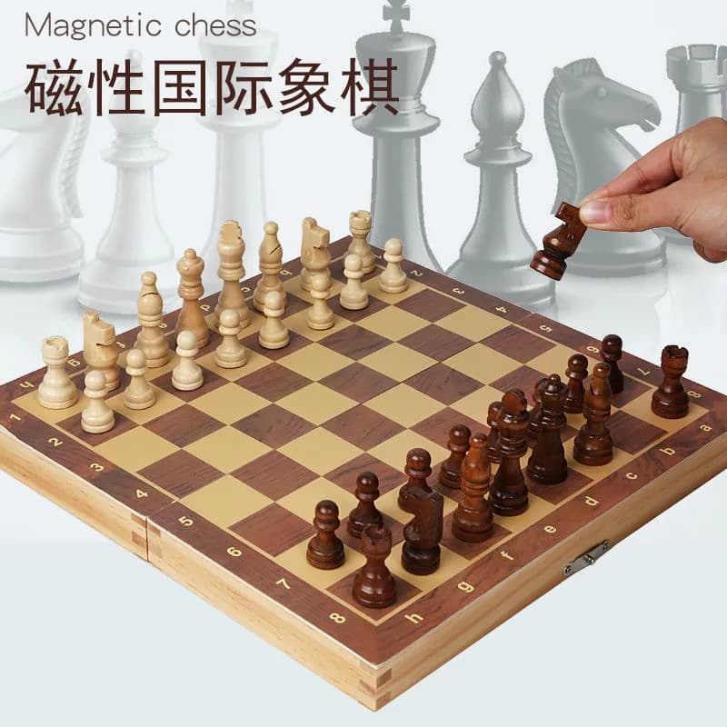 image-Wooden chess children's folding test magnetic international chess baby friendship interactive rush educational toys