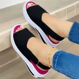 image-Foreign trade 2021 foreign trade new style European and American fish mouth flat heel beach low top women's sandals black shallow mouth single shoes in stock