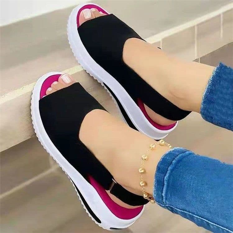 image-Foreign trade 2021 foreign trade new style European and American fish mouth flat heel beach low top women's sandals black shallow mouth single shoes in stock