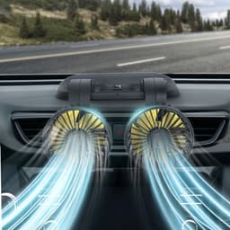 image-Car mini five-blade 360°rotatable fan creative adjustment wind power stop sign fan car supplies