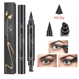 image-QIC double-headed seal triangle eyeliner, waterproof and non-smudge wing liquid eyeliner pen, vibrato net celebrity, the same beauty makeup