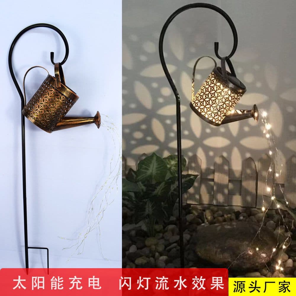 image-Source manufacturers solar garden lights, creative iron kettles, showers and lights, outdoor garden landscape decoration