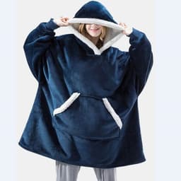 image-2021 Amazon hot sale foreign trade plus size women's flannel blanket hoodie thick warm sweatshirt home service