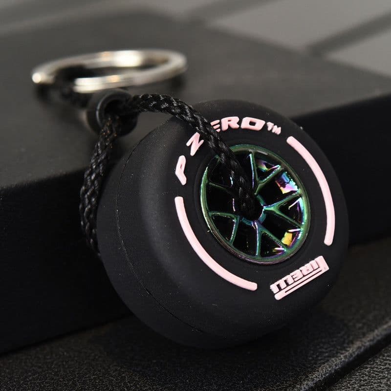 image-Cross-border soft rubber small tire keychain, personalized double-sided LOGO tire keychain with wheels, accessories, small gifts