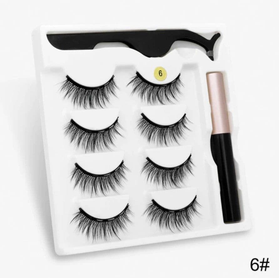 image-Cross-border new product glue-free natural 4 pairs of magnet false eyelashes magnetic eyeliner set wholesale false eyelashes