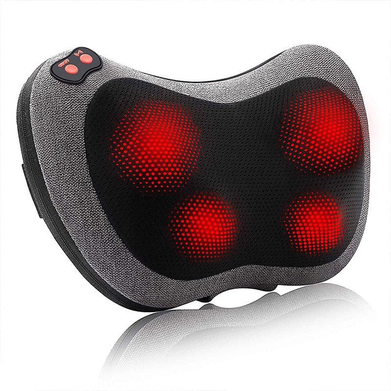 image-Cross-border new massage pillow Shoulder, neck, waist and back massager Car home kneading and heating cervical spine massager