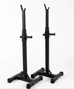 image-Black Split Squat Rack – Adjustable Household Fitness