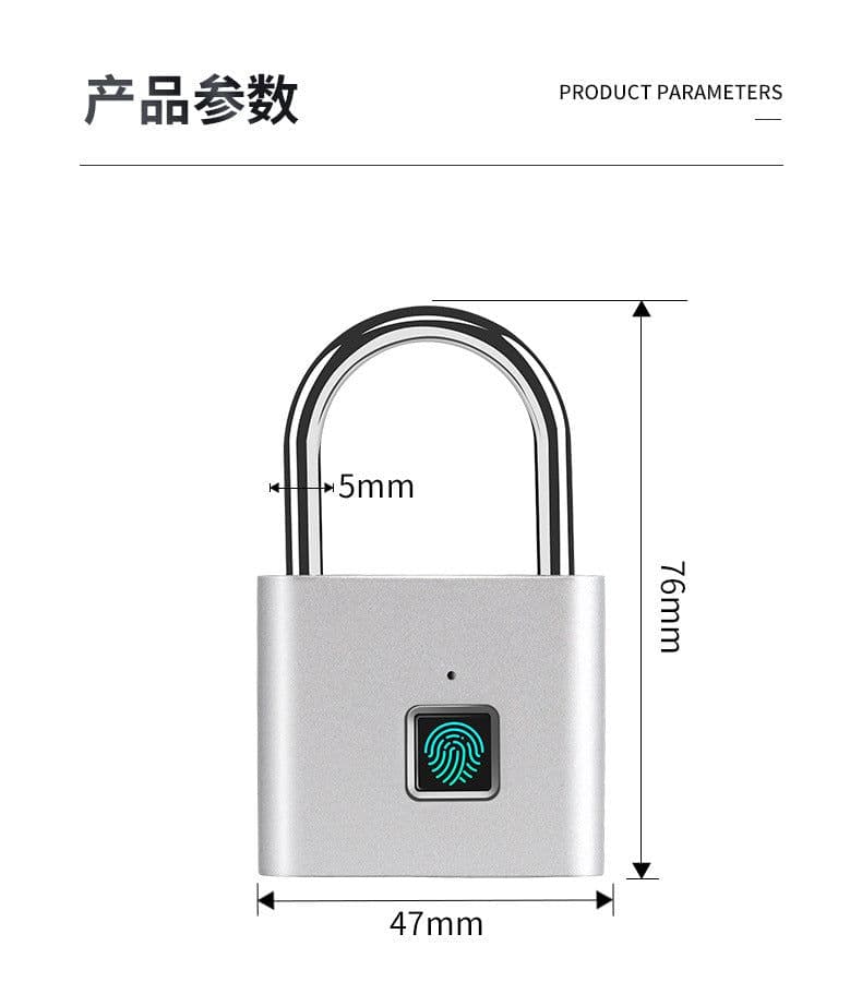 image-Fingerprint padlockSmart padlockCabinet lockStudent dormitory anti-theft lockGym lock warehouseFingerprint padlock