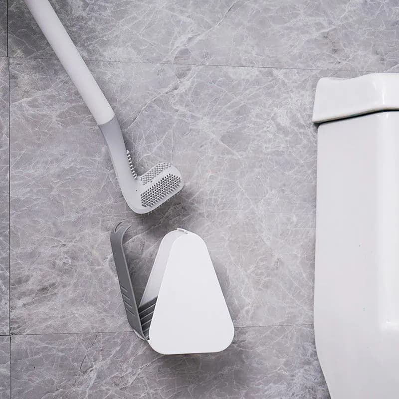image-Creative new golf silicone toilet brush no dead end wall hanging long handle cleaning brush leak-proof base toilet brush