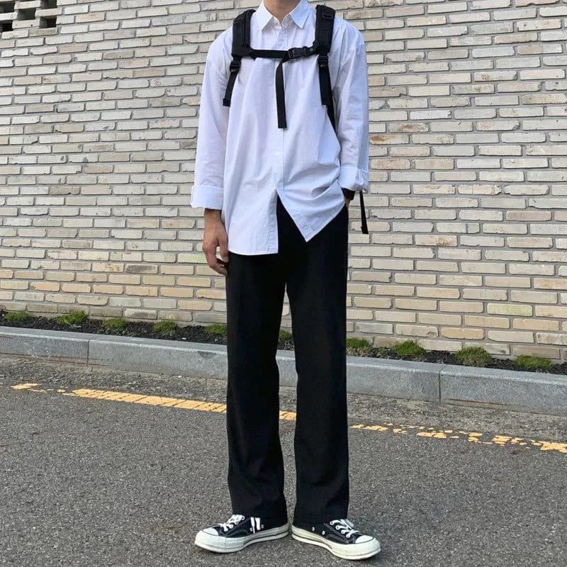 image-MYQ drape suit pants male Korean version of the trend of straight loose trousers small trousers new wild casual trousers