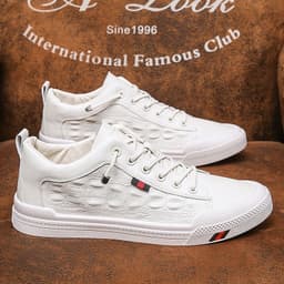 image-Shoes men's summer 2021 new Korean style trend all-match leather shoes men's casual shoes white shoes men's shoes 281