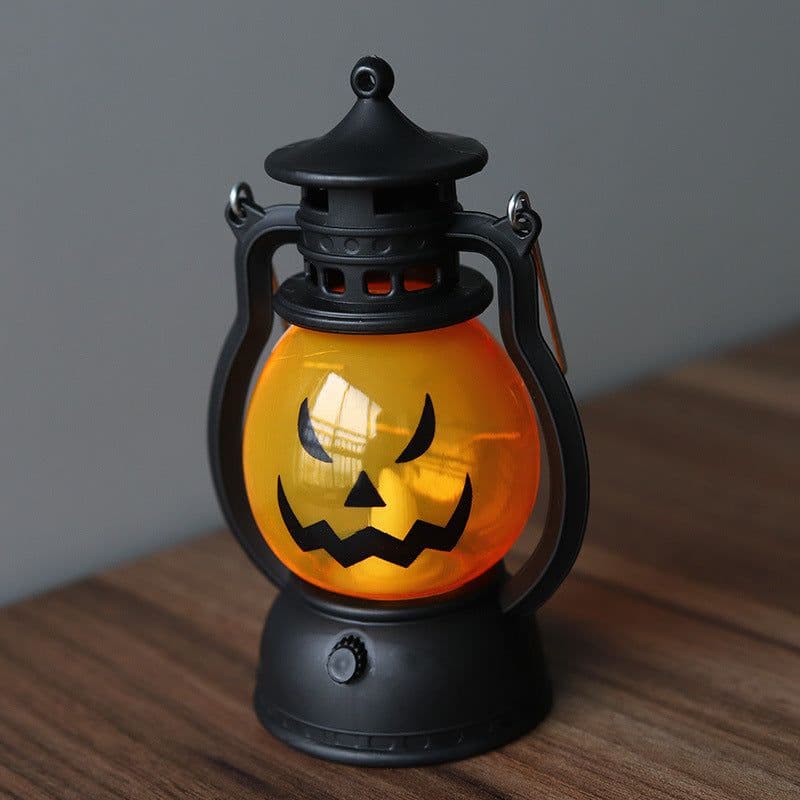 image-Retro kerosene lamp Christmas Halloween pumpkin portable pony lantern night light LED electronic decoration candle light