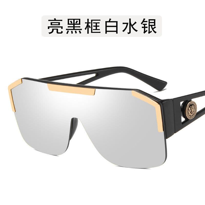 image-2020 new European and American sports style sunglasses fashion hollow lion sunglasses cross-border trend one-piece sunglasses