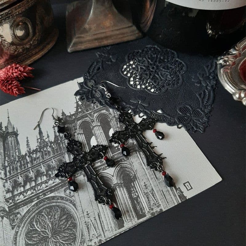 image-Cross Gothic Diablo Ankh Cross Earrings AliExpress Amazon Europe and America Jewelry