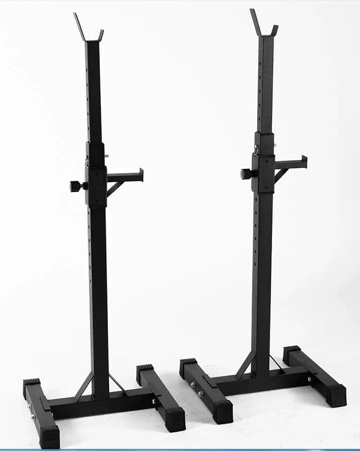 image-Black Split Squat Rack – Adjustable Household Fitness