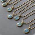 image-Niche Light Luxury Oval Natural Necklace Pendant Blue Star Sea Simple Temperament Elegant Design Clavicle Chain