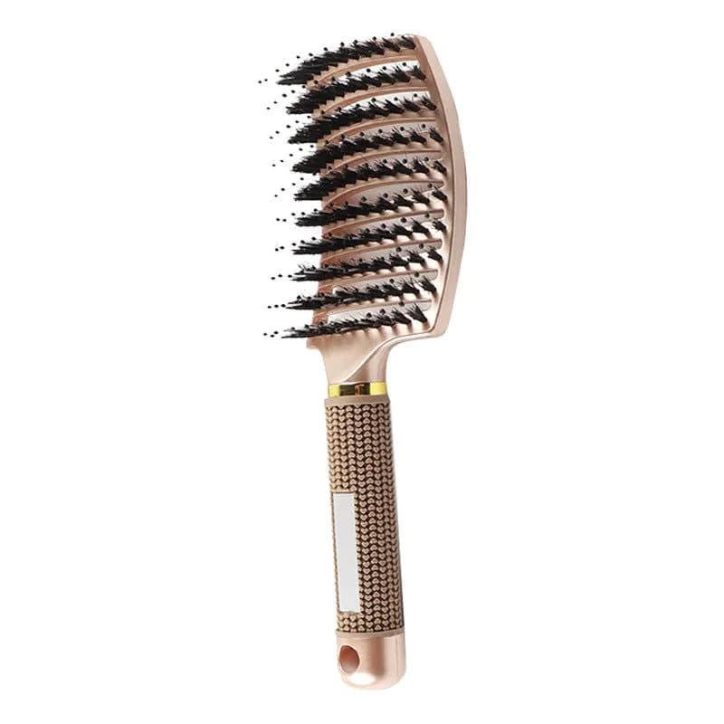 image-Large curved comb ribs comb boar bristle curved massage comb nine-row comb shape curly hair plastic smooth hair comb