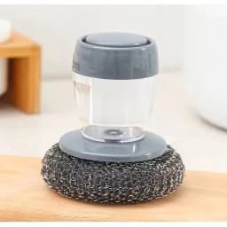 image-Automatic liquid filling pot washing brush, PET push-type dishwashing brush, creative kitchen brush pot decontamination stove brush factory wholesale