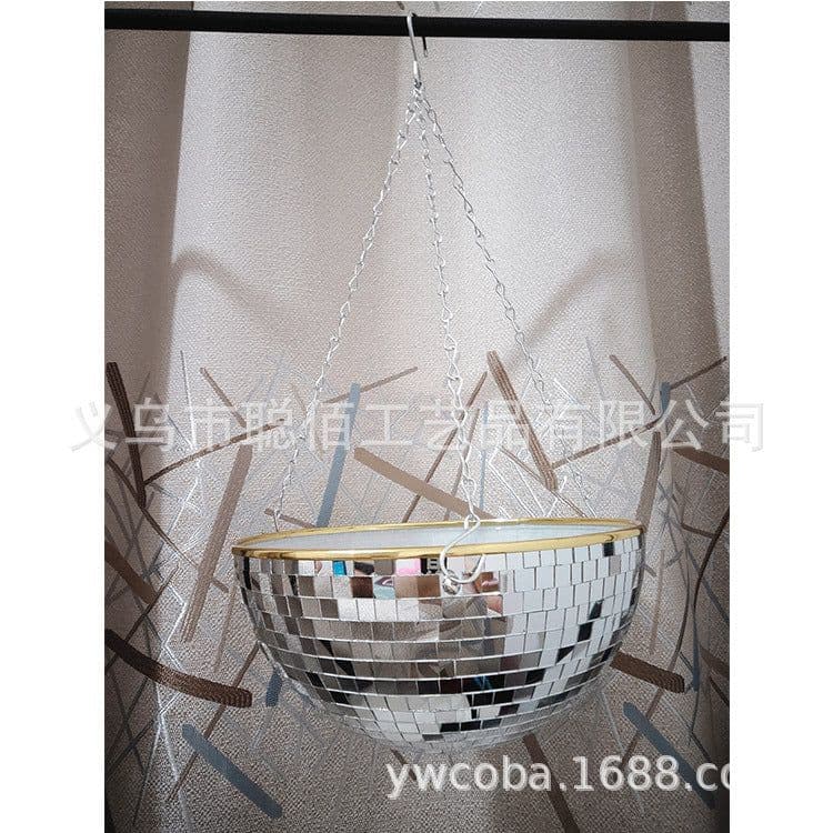 image-2021 Cross-border New Disco Mirror Ball Flower Pot, Spherical Hanging Pot, Gardening Creative Hanging Basket, Factory Outlet
