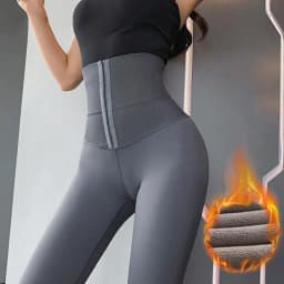 image-Double-breasted European and American cross-border new yoga pants leggings women plus velvet thickening waist abdomen and hips high waist elasticity