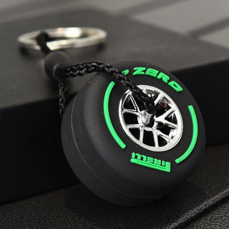 image-Cross-border soft rubber small tire keychain, personalized double-sided LOGO tire keychain with wheels, accessories, small gifts