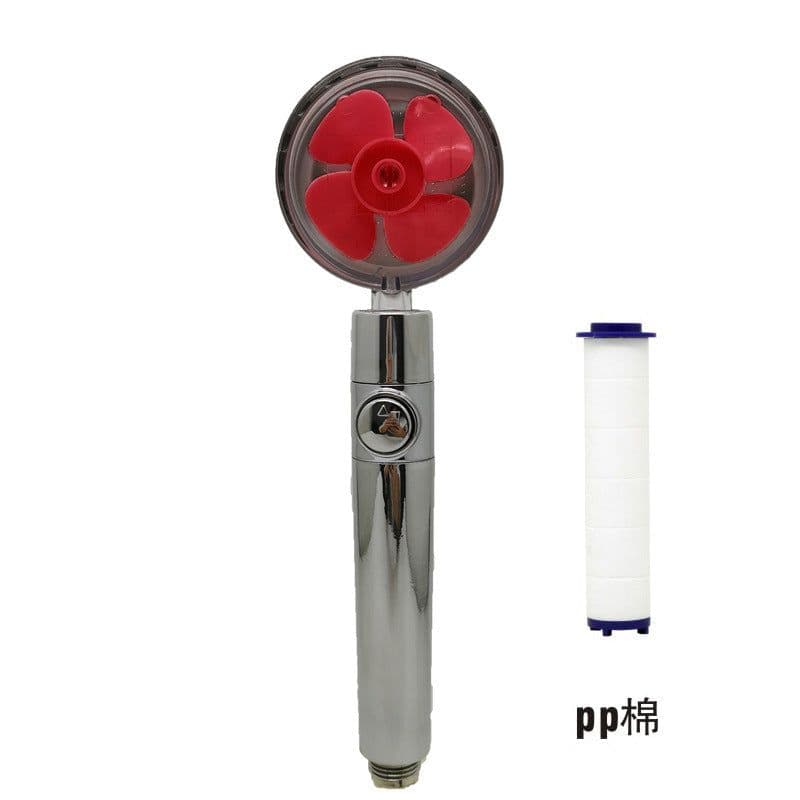image-Xiaoman waist turbo shower net celebrity hand spray shower shower head pressurized fan blade water one-button water stop cross-border