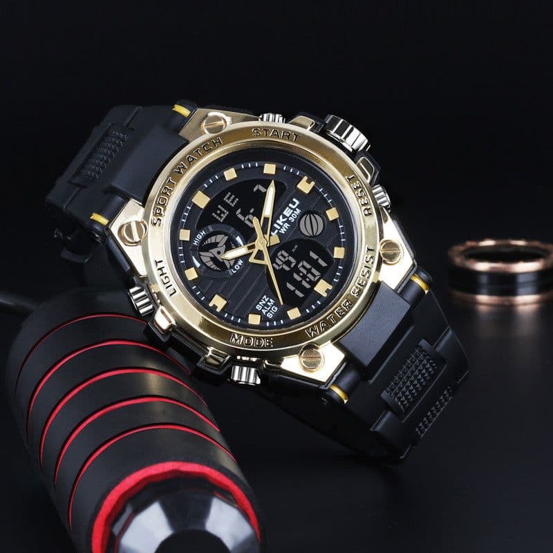image-2021 new watch male black technology big dial luminous waterproof trend fashion youth student electronic watch