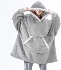 image-2021 Amazon hot sale foreign trade plus size women's flannel blanket hoodie thick warm sweatshirt home service