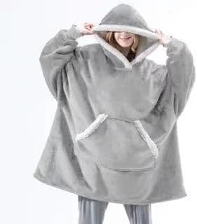 image-2021 Amazon hot sale foreign trade plus size women's flannel blanket hoodie thick warm sweatshirt home service