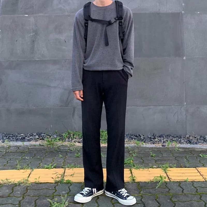 image-MYQ drape suit pants male Korean version of the trend of straight loose trousers small trousers new wild casual trousers
