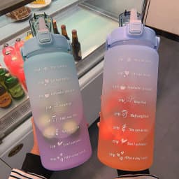 image-Creative large-capacity plastic cup bouncing cover outdoor frosted sports bottle gradient color space cup with scale cup