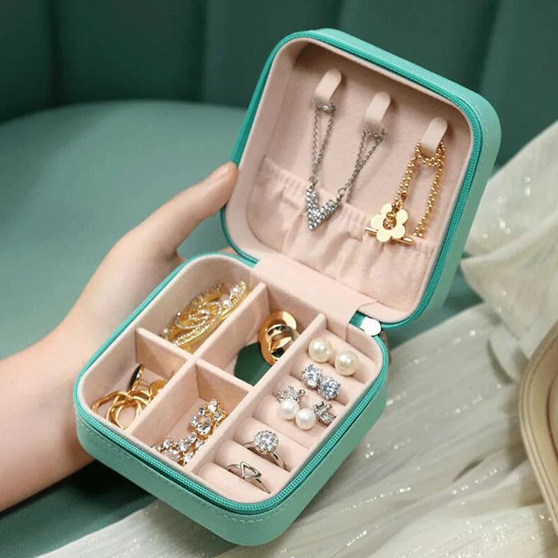 image-Necklace Simple Portable Storage Jewelry Packaging Box Green Earrings Large Capacity Spot Gift Box Ring Jewelry Box