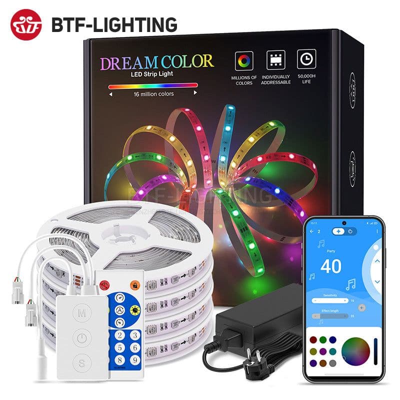 image-LED Symphony WS2811 Bluetooth APP Music Background Wall Living Room Kitchen Bedroom Ambient Light Full Color Light Band Set
