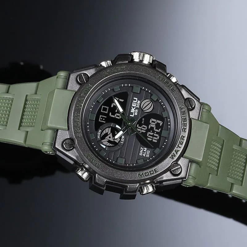 image-2021 new watch male black technology big dial luminous waterproof trend fashion youth student electronic watch