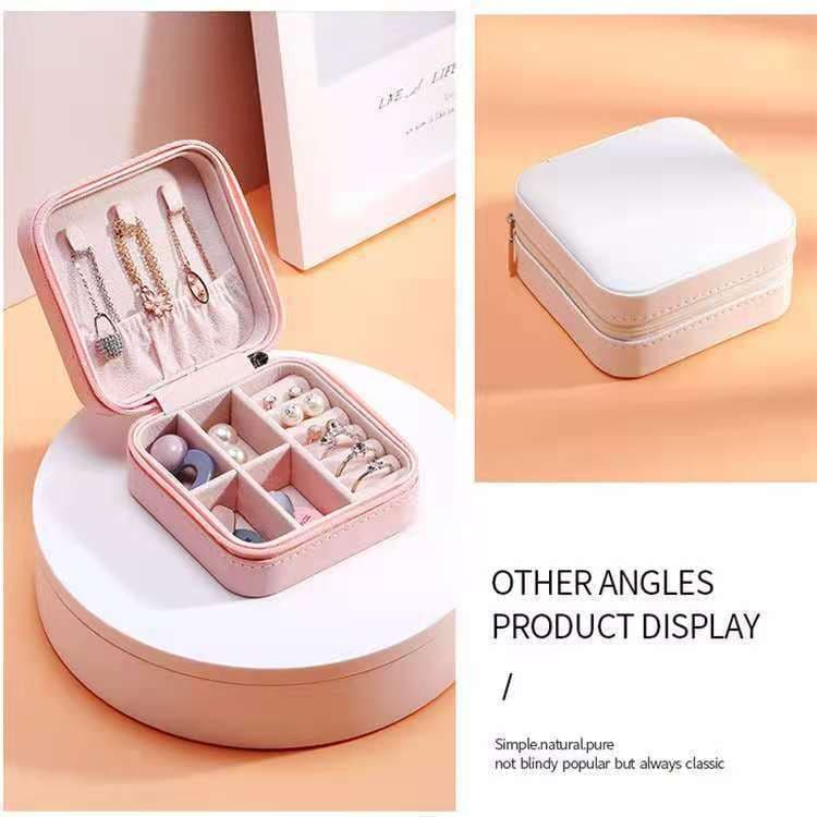 image-Manufacturers spot PU leather portable jewelry box earrings earrings necklace ring storage box jewelry box