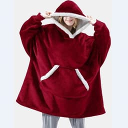image-2021 Amazon hot sale foreign trade plus size women's flannel blanket hoodie thick warm sweatshirt home service