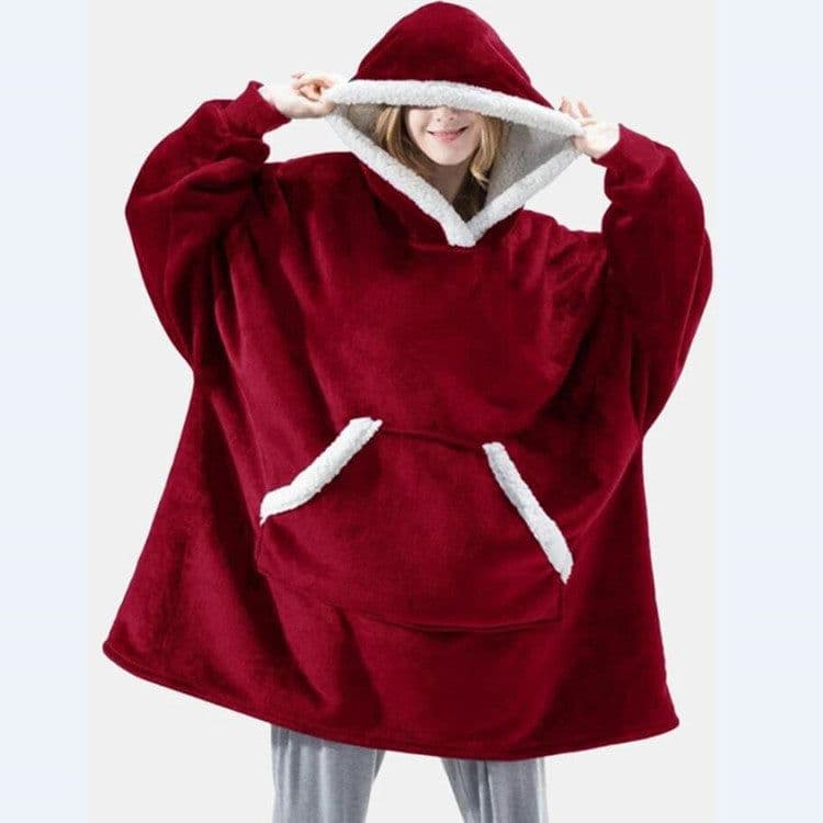 image-2021 Amazon hot sale foreign trade plus size women's flannel blanket hoodie thick warm sweatshirt home service
