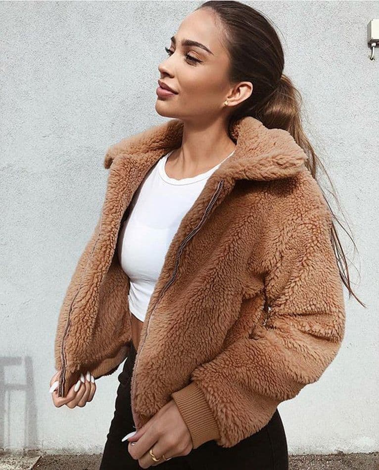 image-2021 winter cross-border ebay Amazon wish Europe and America warm velvet Teddy jacket jacket tops women's fur