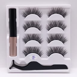 image-Cross-border new product glue-free natural 4 pairs of magnet false eyelashes magnetic eyeliner set wholesale false eyelashes