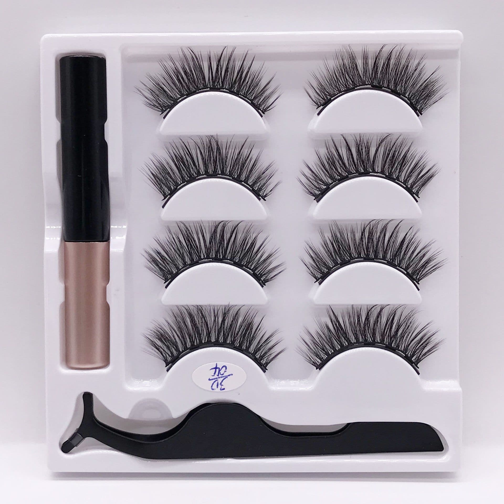 image-Cross-border new product glue-free natural 4 pairs of magnet false eyelashes magnetic eyeliner set wholesale false eyelashes