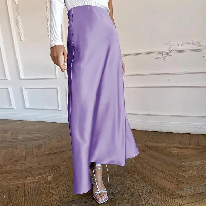 image-QY21083 high waist satin temperament long skirt women European and American new style fashion drape slim and thin skirt with hips