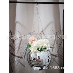 image-2021 Cross-border New Disco Mirror Ball Flower Pot, Spherical Hanging Pot, Gardening Creative Hanging Basket, Factory Outlet